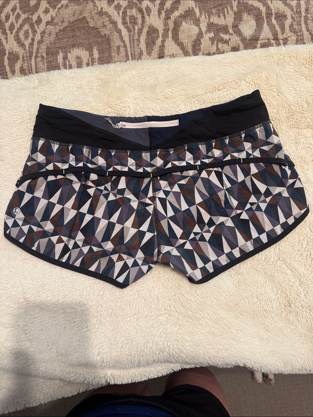 lululemon athletica Geometric Print Athletic Shorts - Navy/Black/Brown - Picture 2 of 4